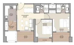 2 BHK – Boston Floor Plan
